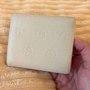 Giorgio Armani Cream Leather Off White 8-card Bifold Wallet